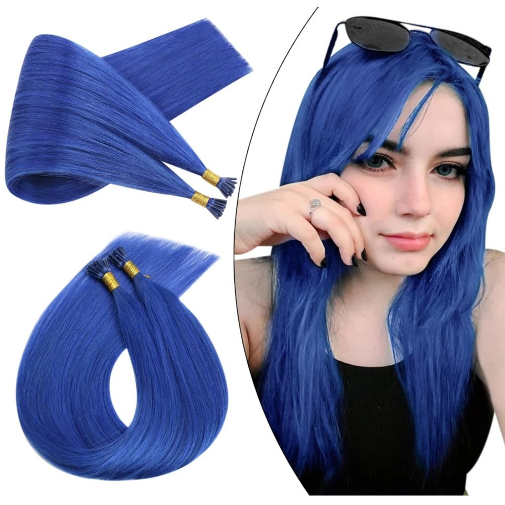 UGEAT 20" Tip Straight Human Hair Extensions 20G Itip - Blue NEW IN BOX